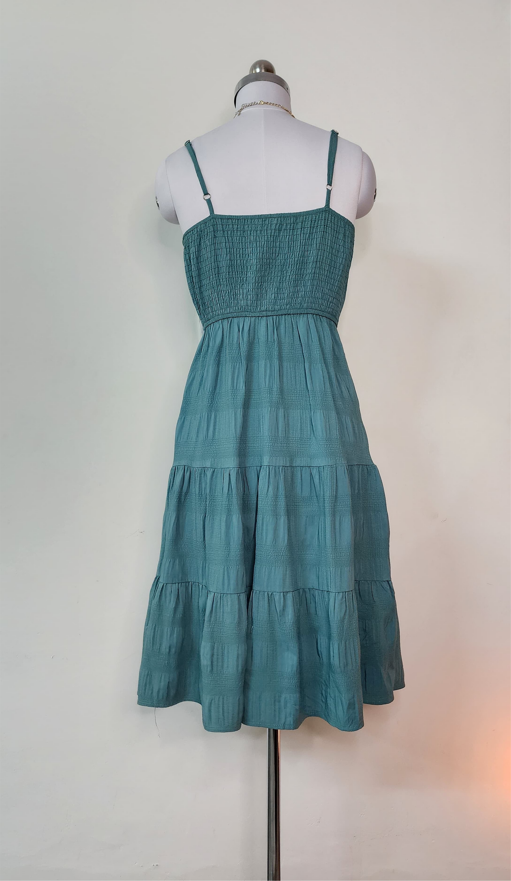 Teal Tiered Midi Dress