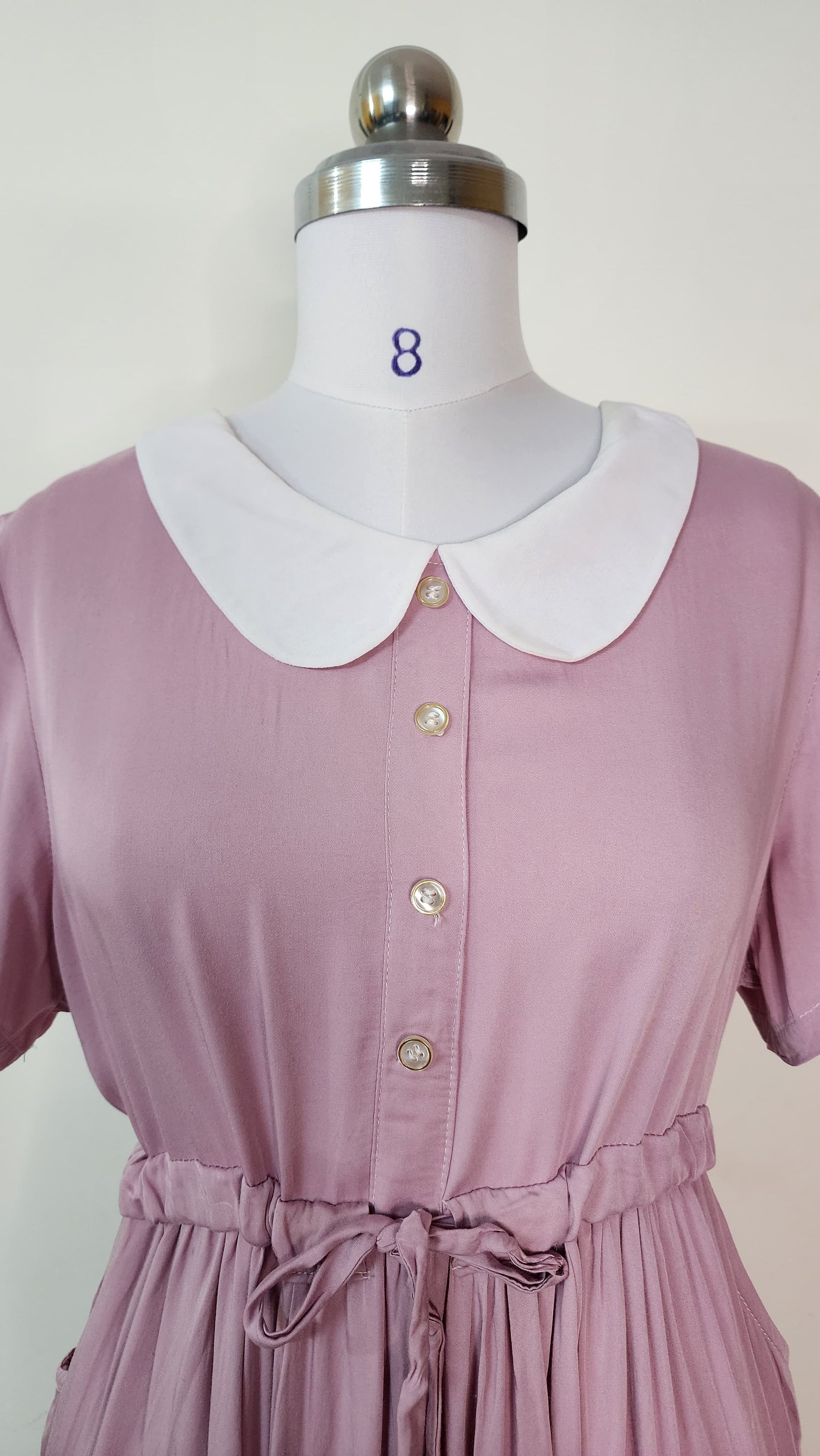 Mauve Peter Pan Collar Midi Dress