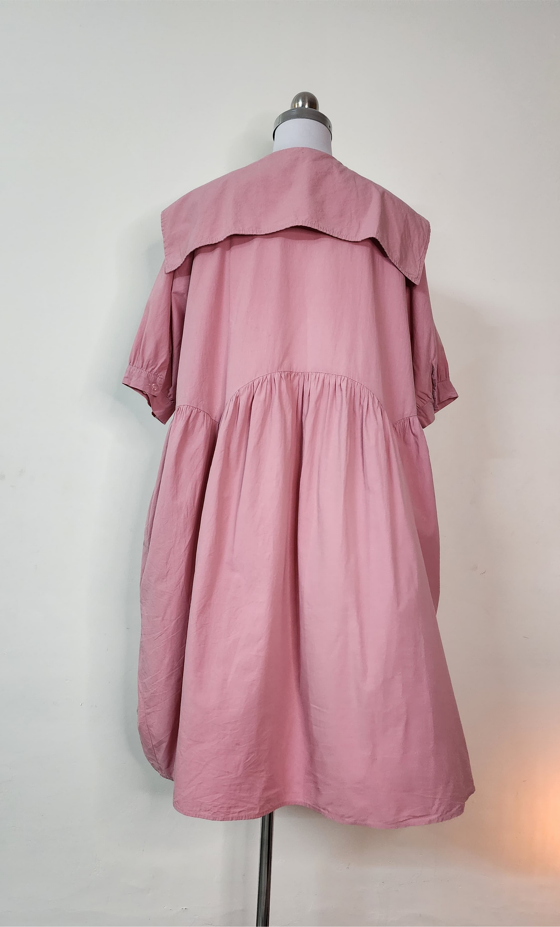Dusty Rose Collar Detail Midi Dress