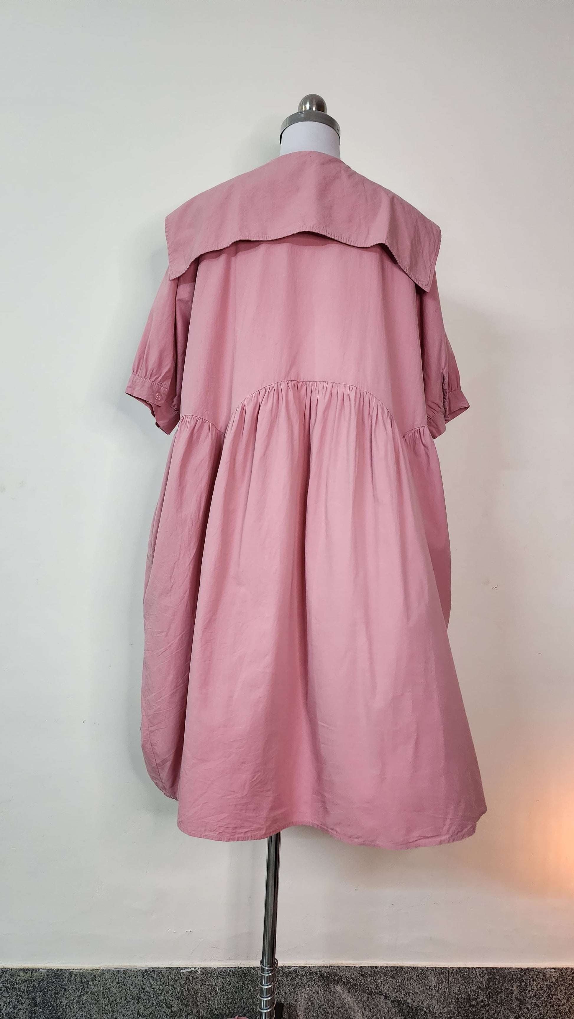 Dusty Rose Collar Detail Midi Dress