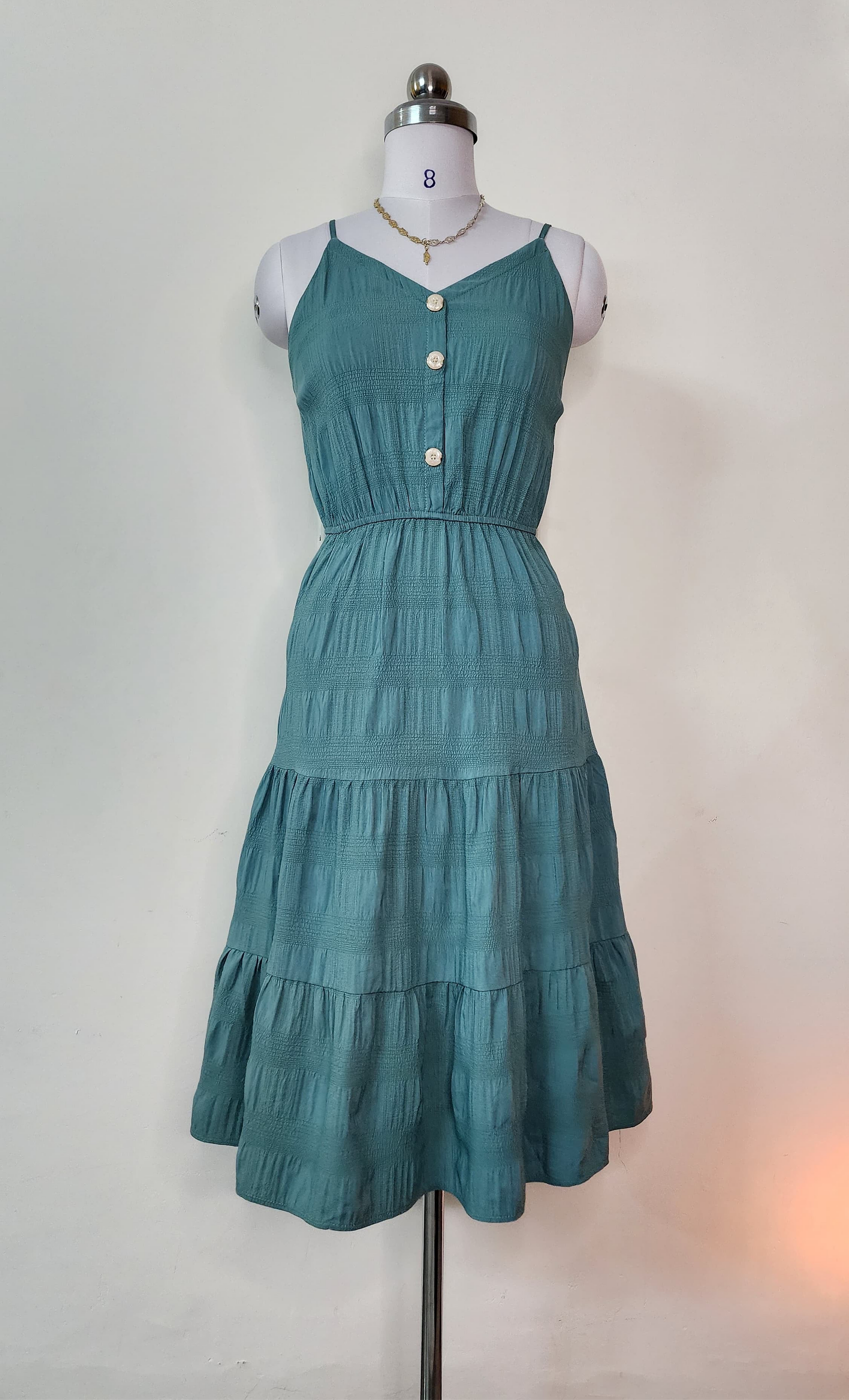 Teal Tiered Midi Dress