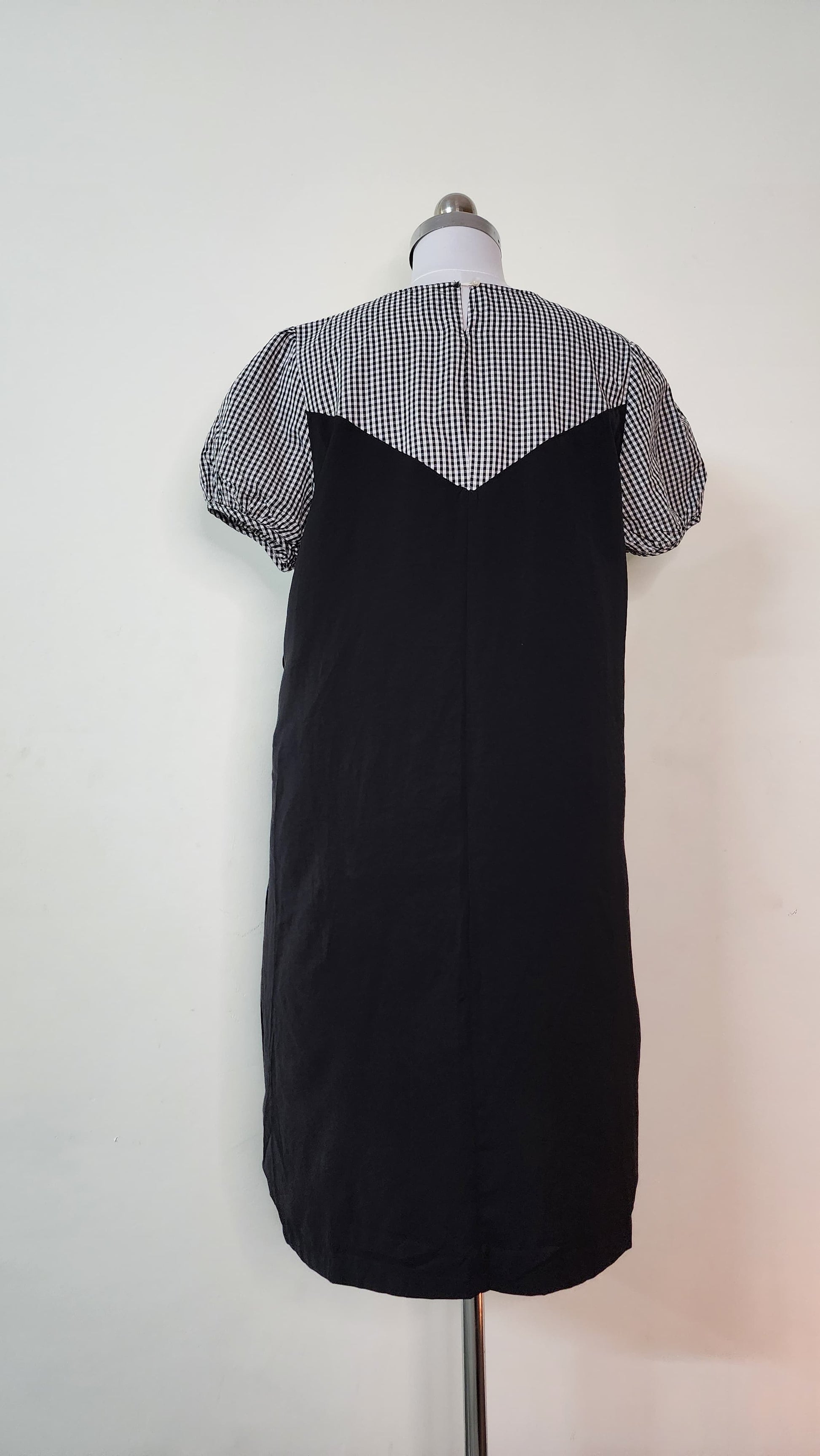 Black Gingham Puff Sleeve Dress
