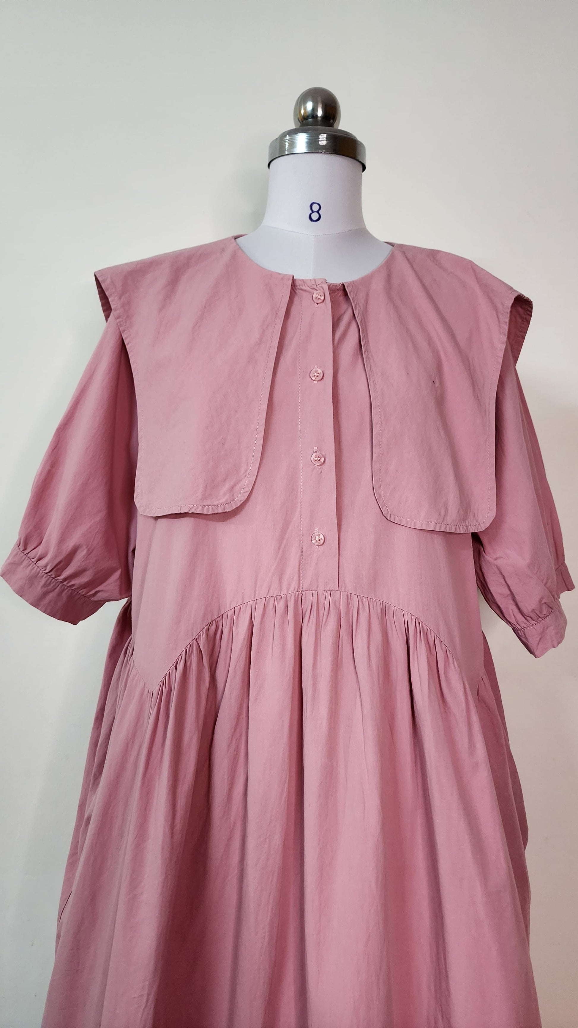 Dusty Rose Collar Detail Midi Dress
