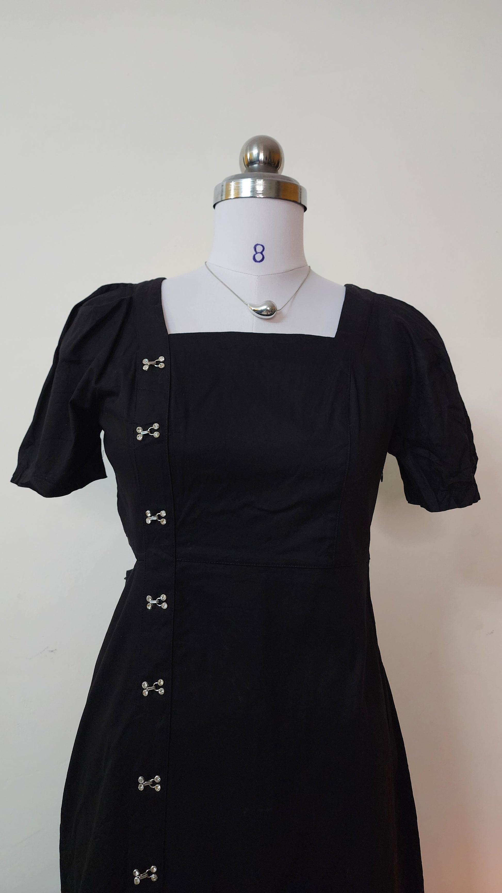 Black Square Neck Mini Dress with Side Cut-Outs