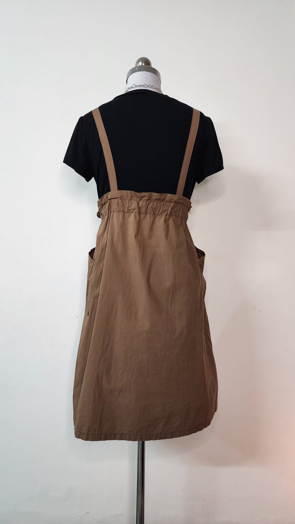 Casual Brown & Black Midi Dress