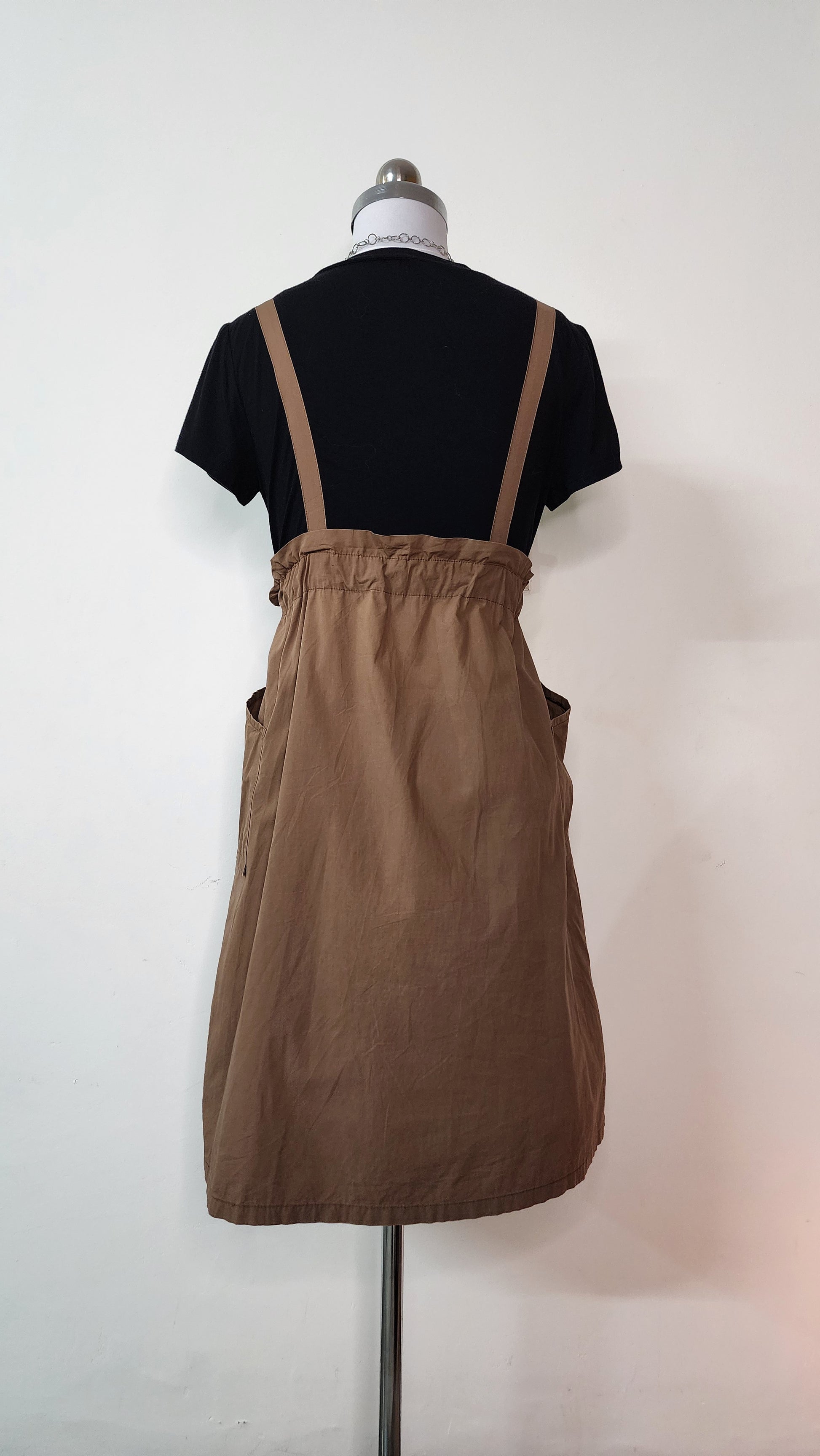 Casual Brown & Black Midi Dress