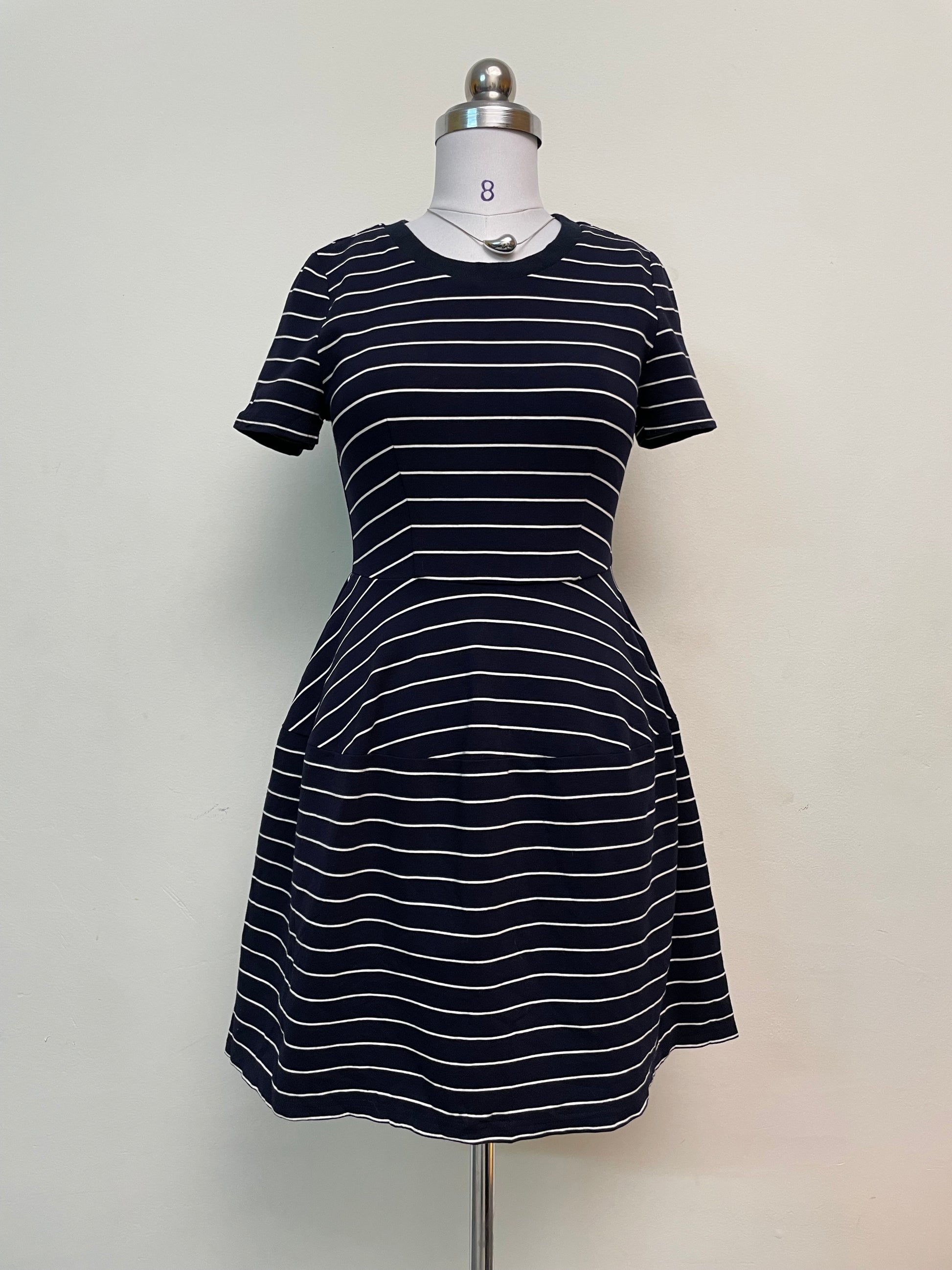 Classic Navy Stripe Short Sleeve Mini Dress