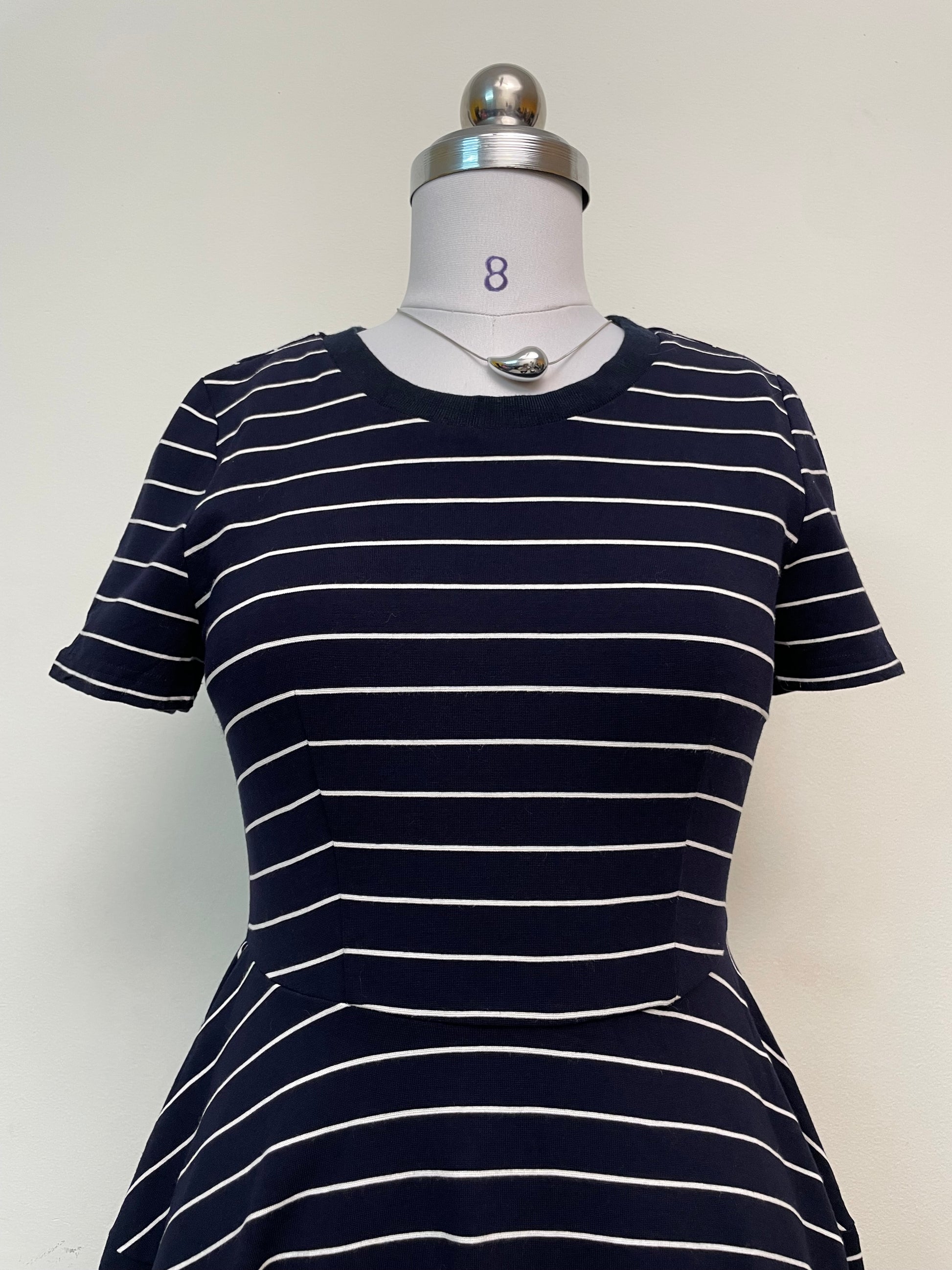 Classic Navy Stripe Short Sleeve Mini Dress