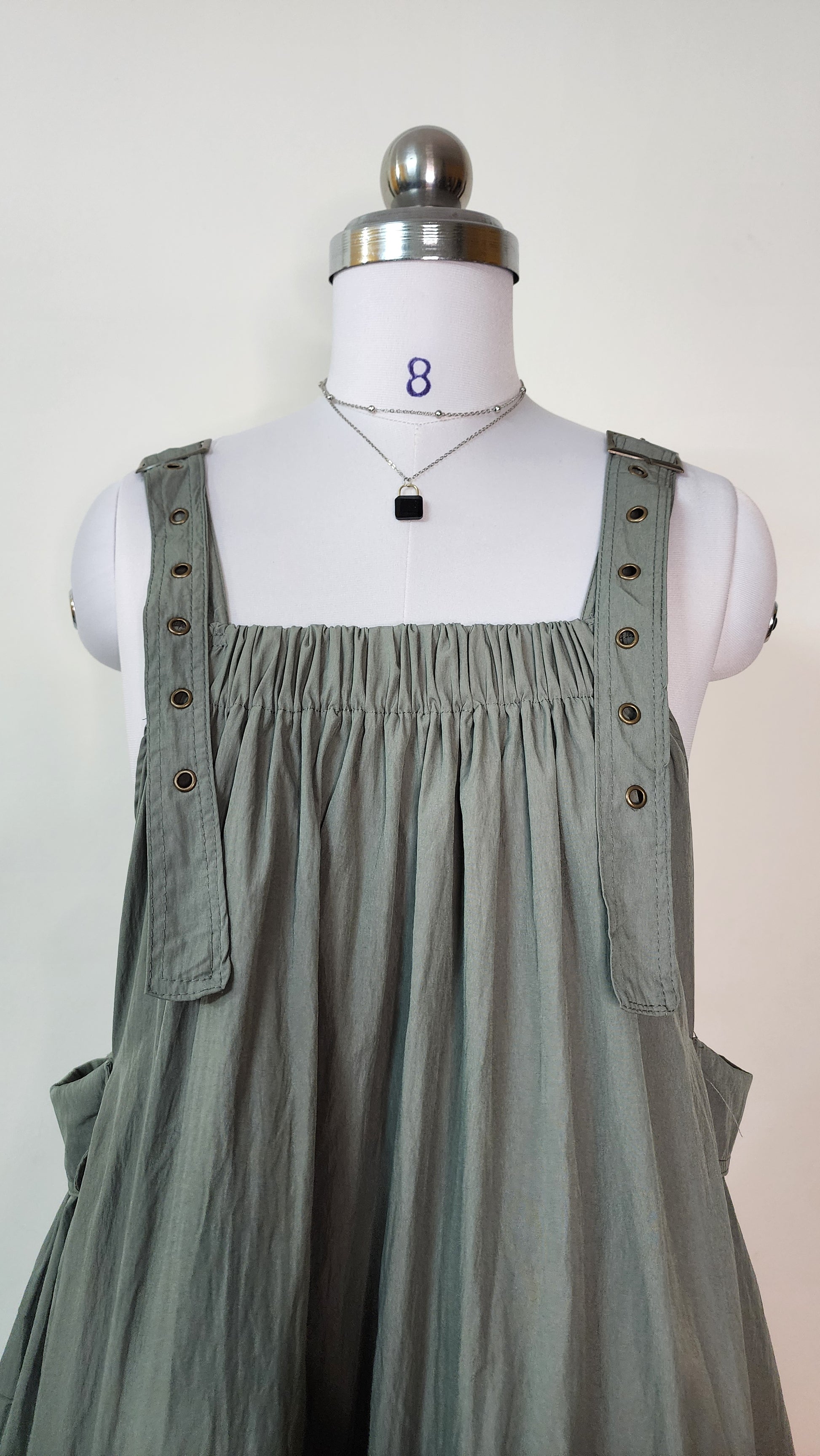 Comfortable Sage Green Midi Dress - Loose Fit Sleeveless Dress with Pockets