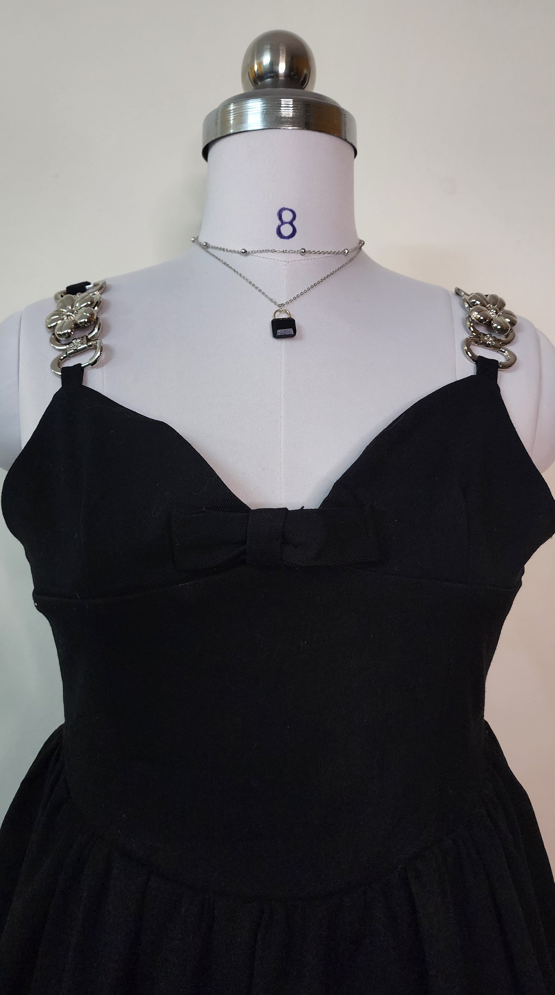 Cute Black Mini Dress - Sweetheart Neckline with Bow