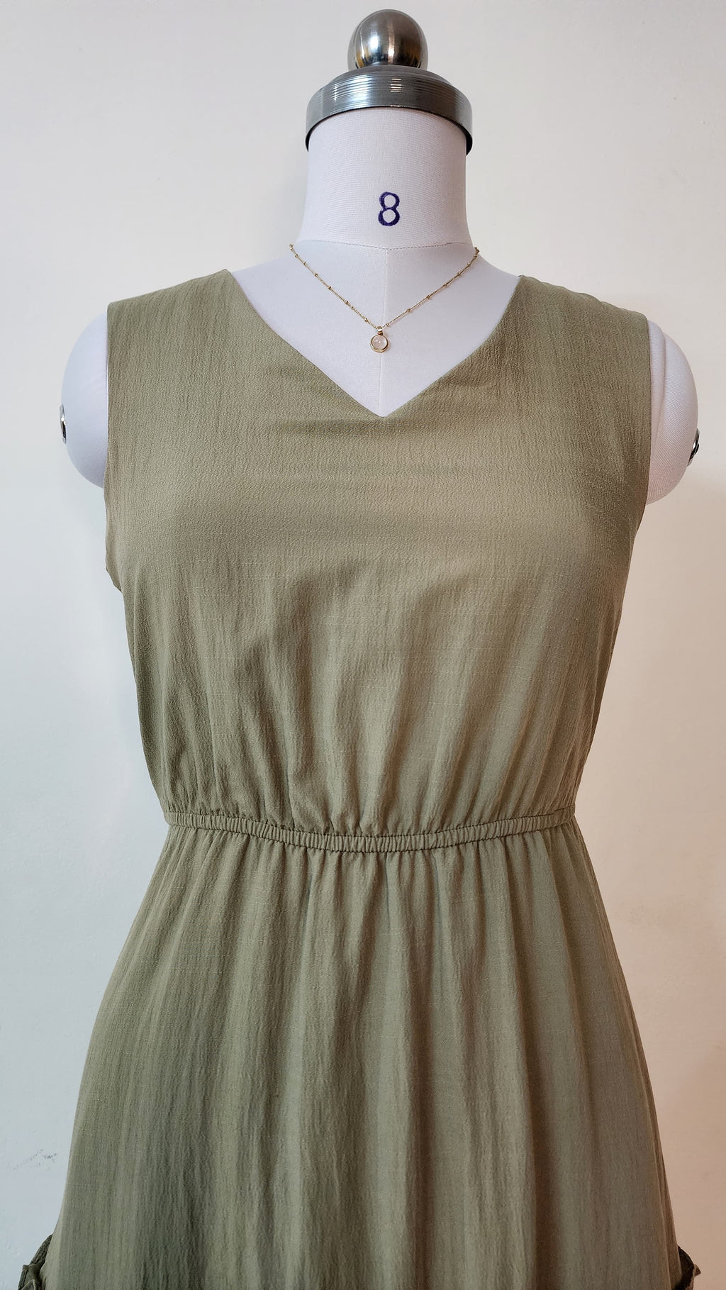 Olive Green Tiered Ruffle Midi Dress