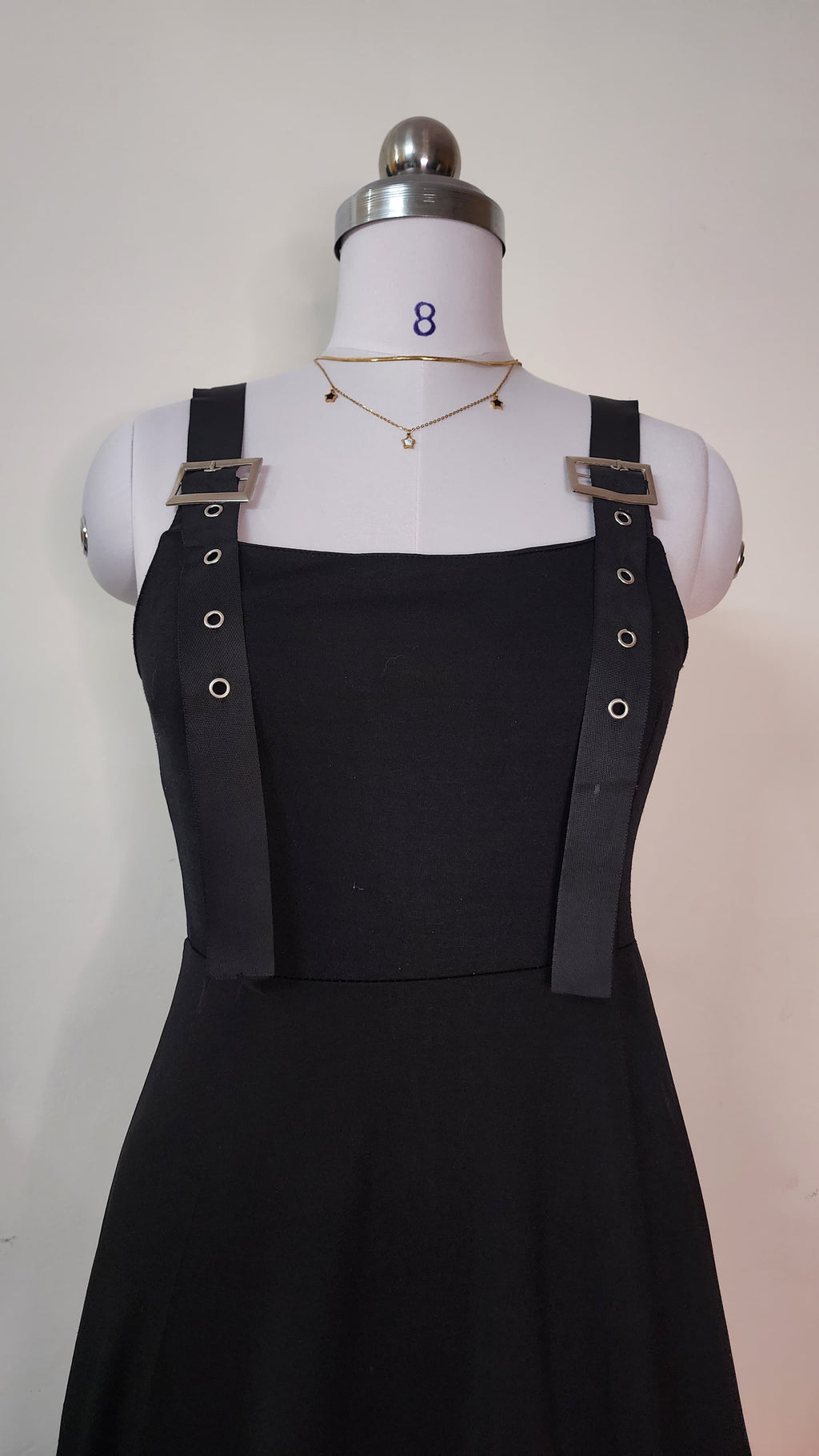 Black Pinafore Dress with Adjustable Straps