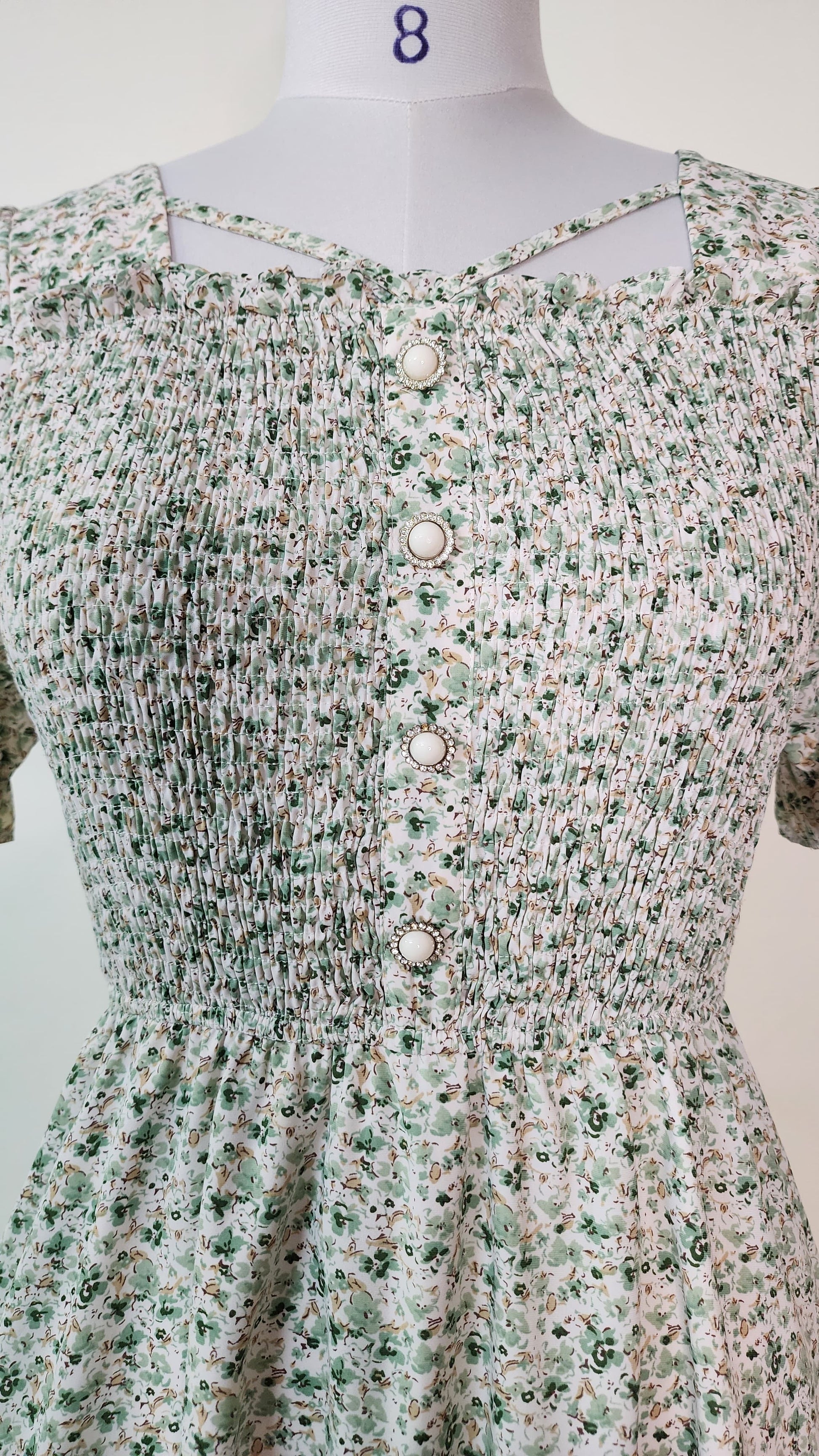 Sage Green Ditsy Floral Midi Dress
