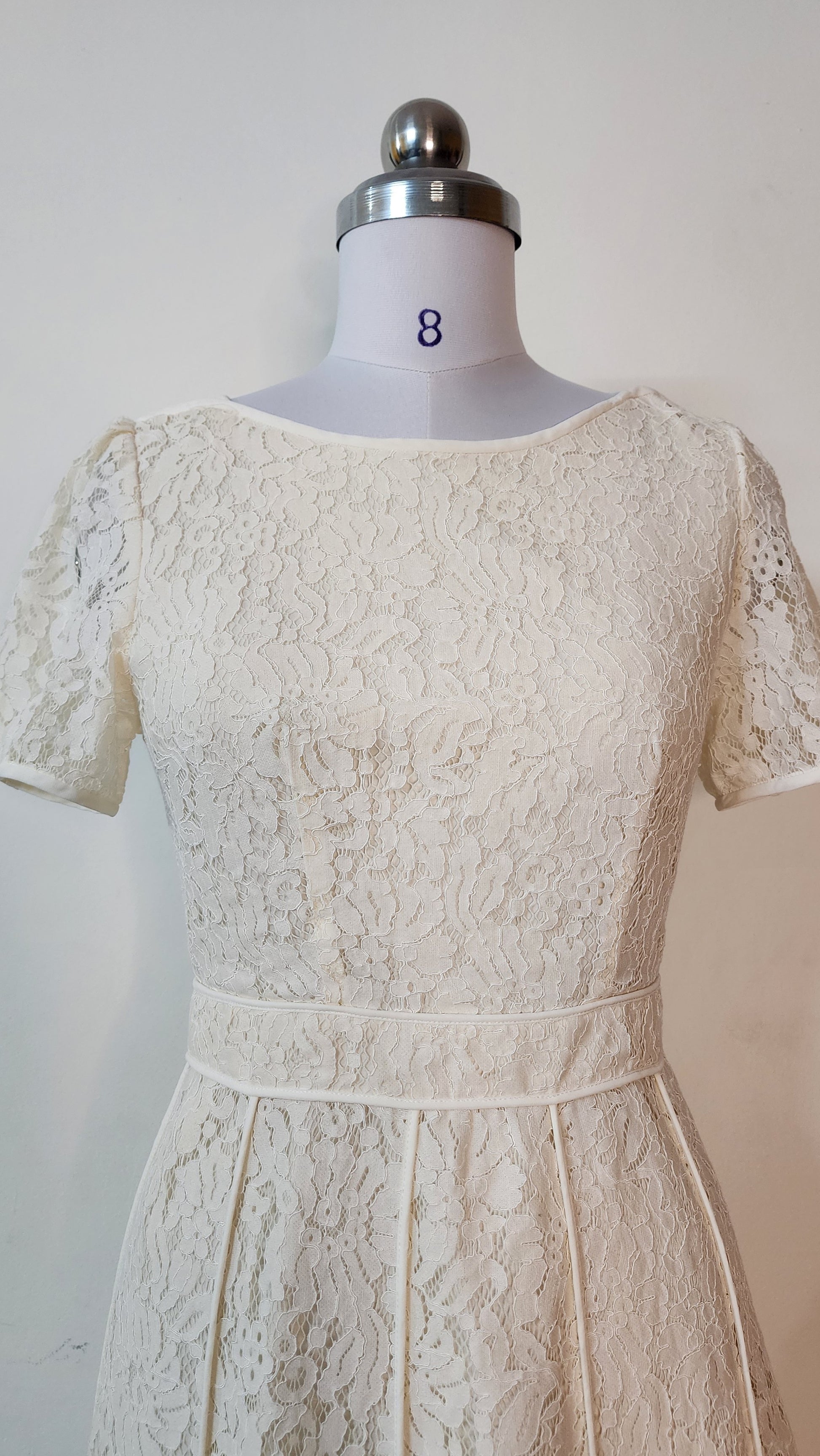 Elegant Cream Lace Mini Dress - Short Sleeve A-Line Party Dress