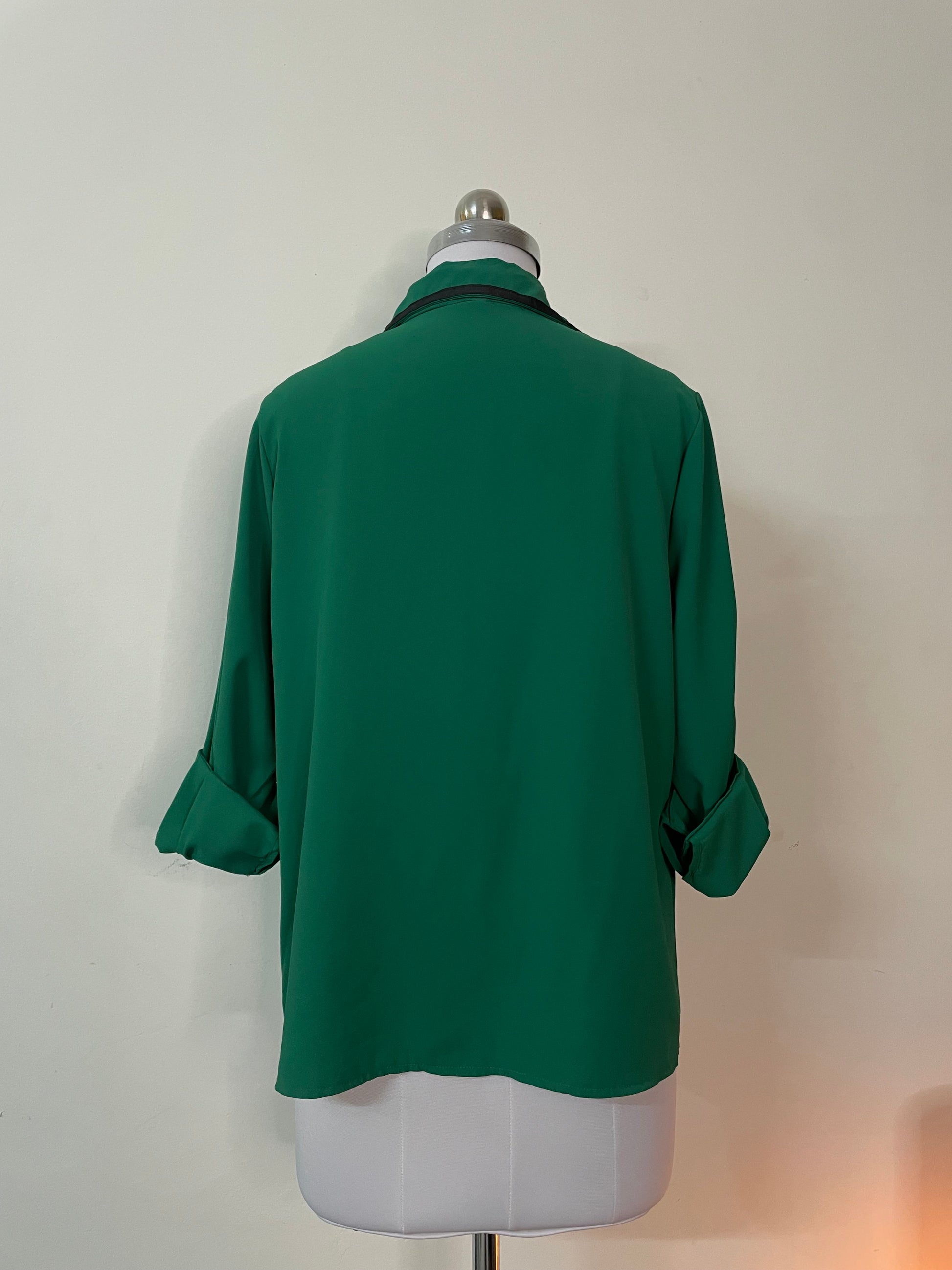 Emerald Green Long Sleeve Blouse with Horse Bit Detail