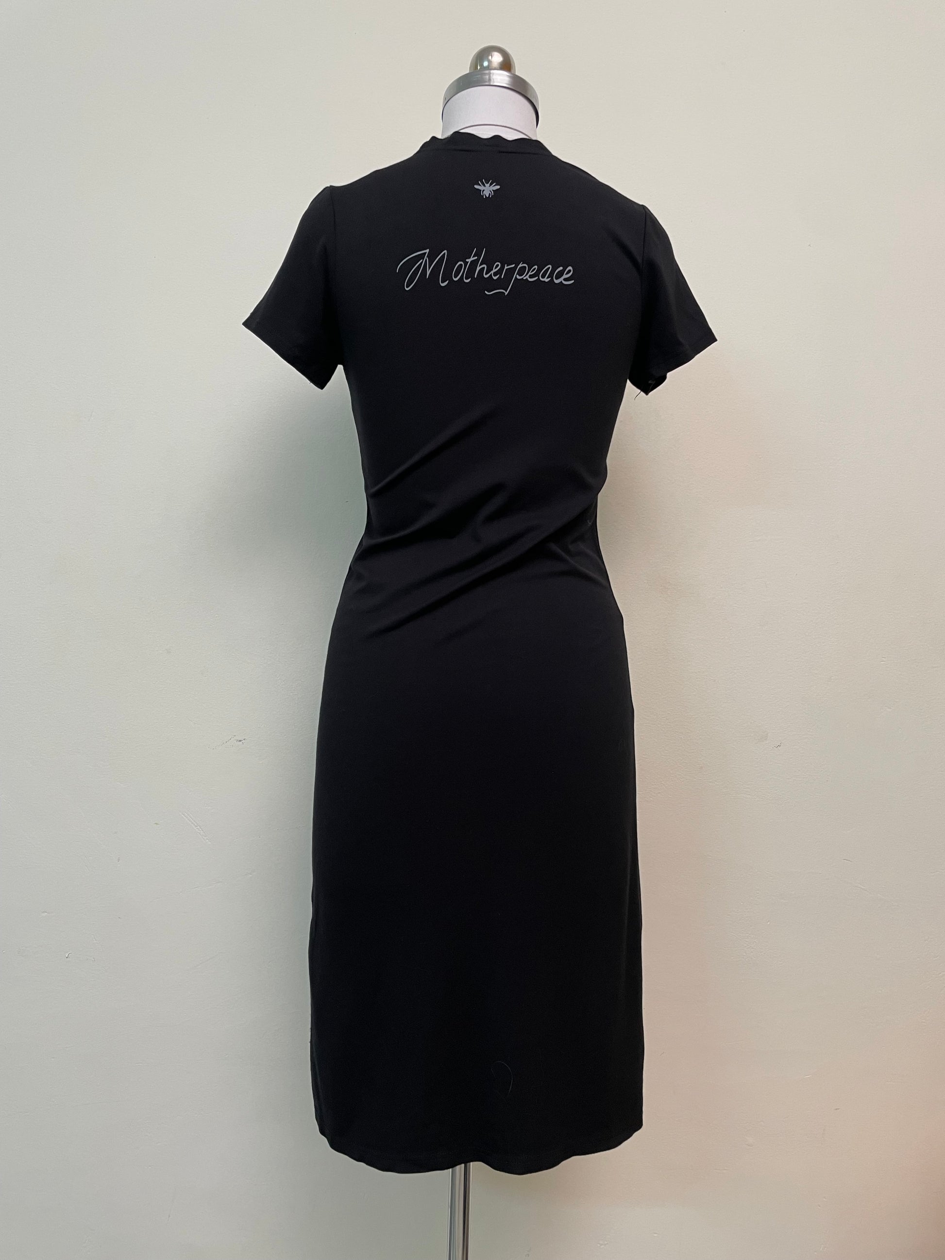 Mystic Tarot Graphic Black T-Shirt Midi Dress - '5 Swords' Print