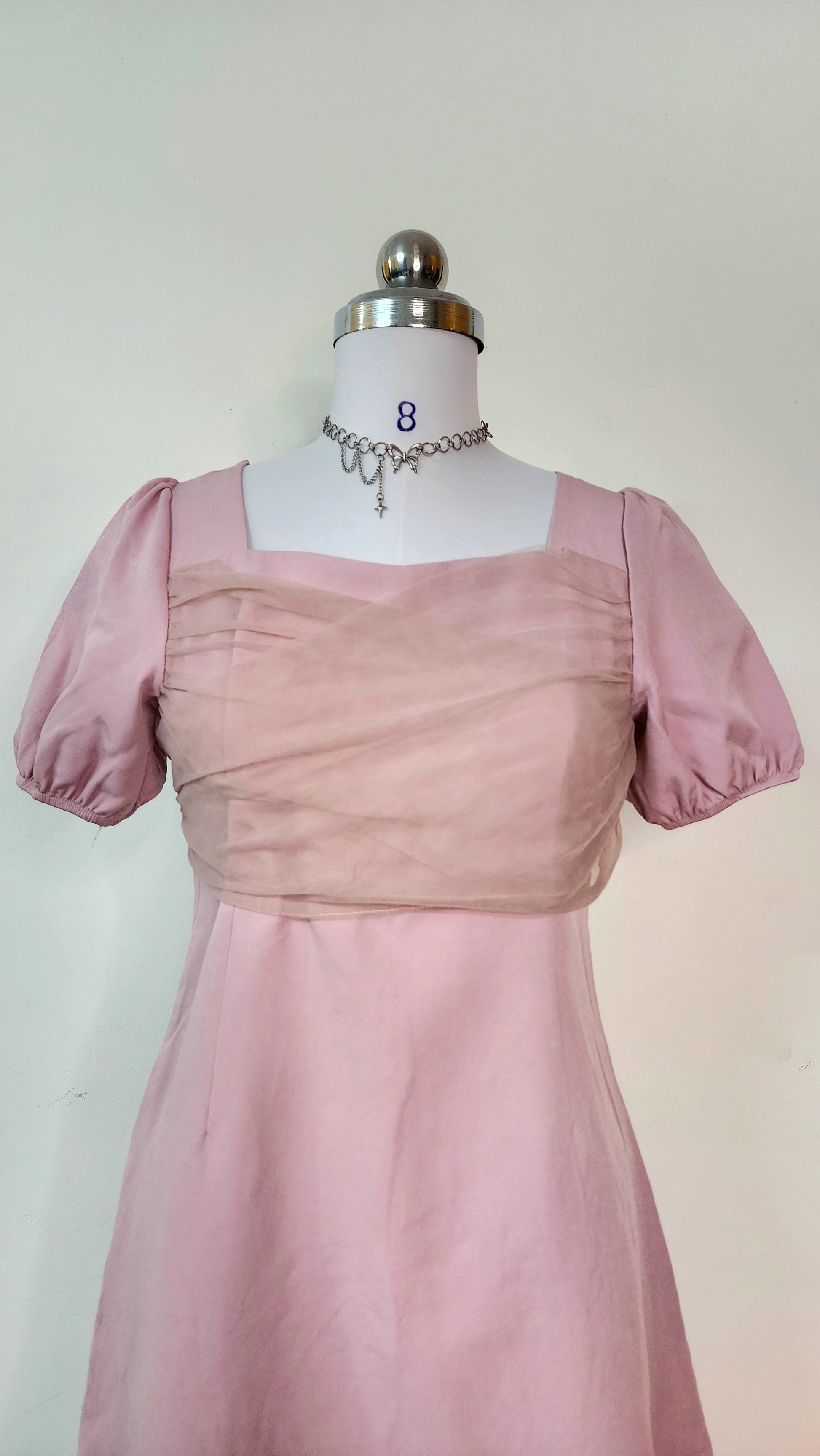 Pink Puff Sleeve Square Neck Mini Dress