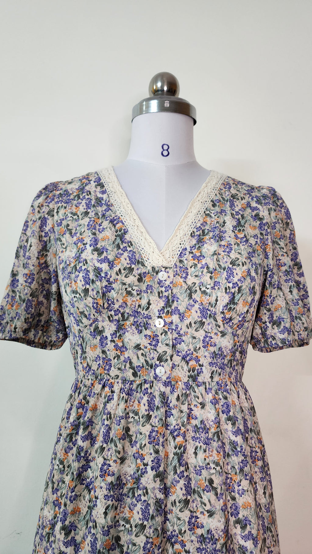 Summer Floral Midi Dress - V-Neck Short Sleeve Tiered Dress
